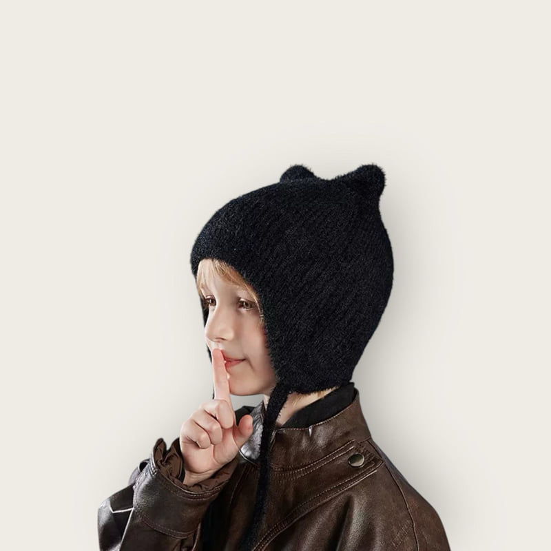 Dudie - Korean Children Fashion - #todddlerfashion - Earflap Cat Beanie - 11