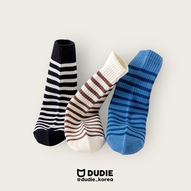 Dudie - Korean Children Fashion - #toddlerclothing - Stripe Sports Set (set of 3)