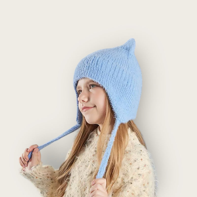 Dudie - Korean Children Fashion - #toddlerclothing - Earflap Cat Beanie - 12