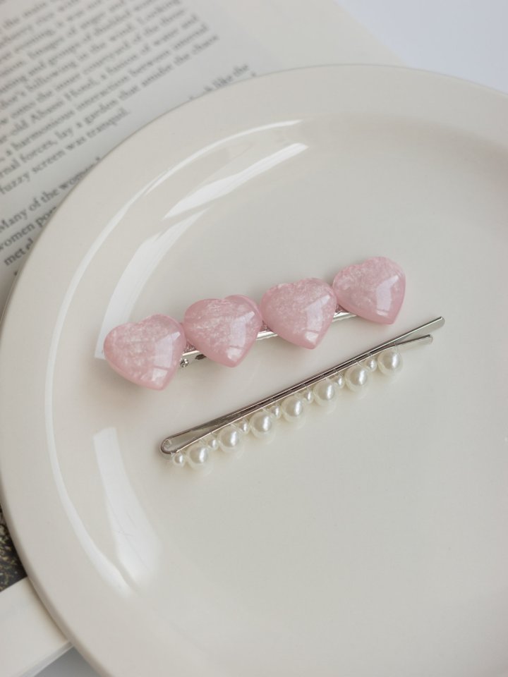 Eeiitt - Korean Women Fashion - #romanticstyle - Poheart Pearl Hairpin Set - 5
