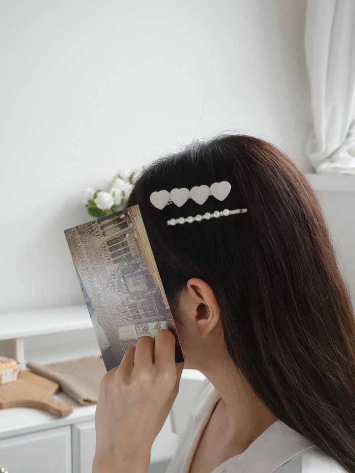 Eeiitt - Korean Women Fashion - #vintagekidsstyle - Poheart Pearl Hairpin Set - 2