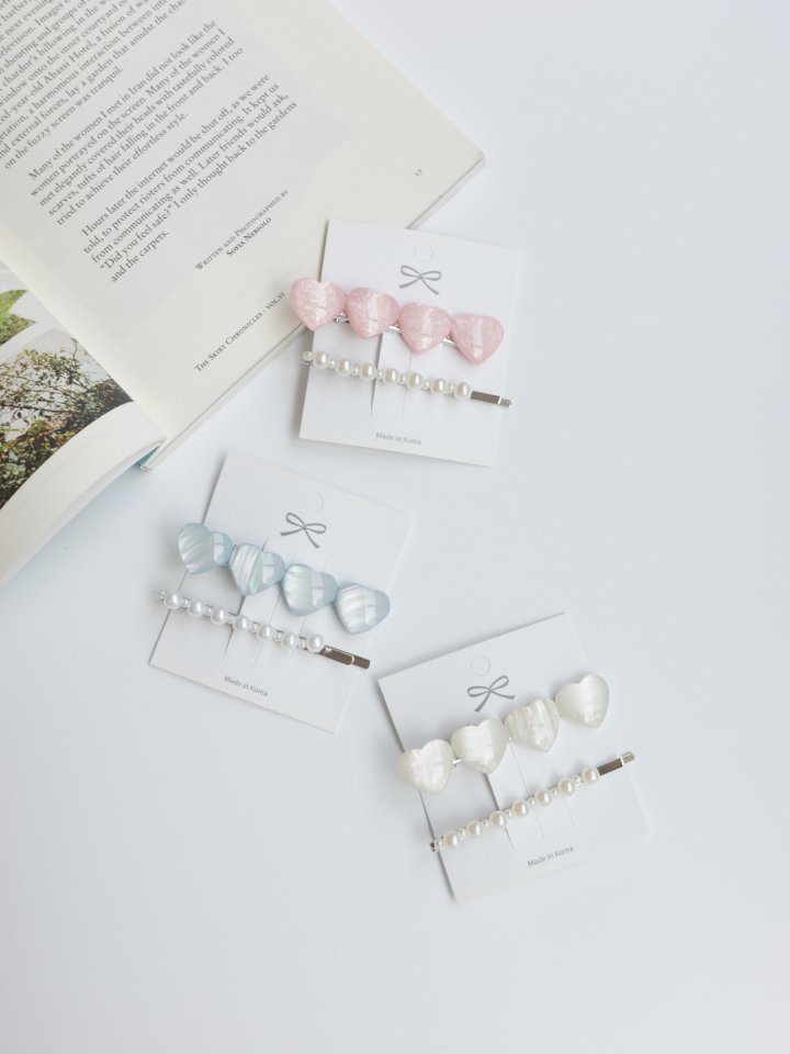 Eeiitt - Korean Women Fashion - #womensfashion - Poheart Pearl Hairpin Set - 12