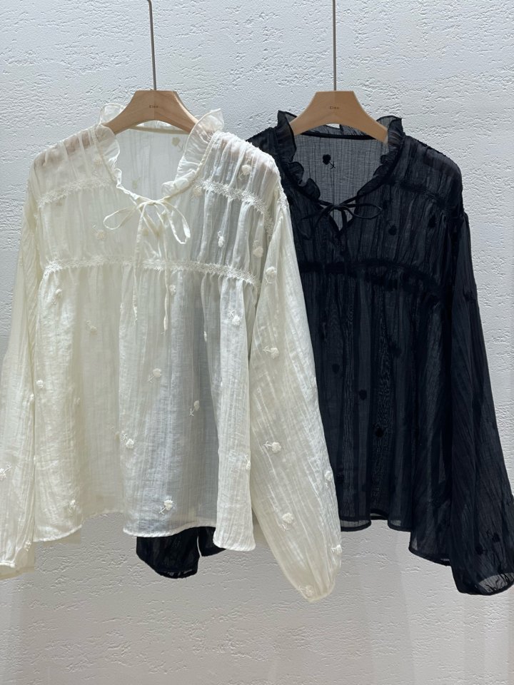 Elmu - Korean Women Fashion - #momslook - Dasom Embroidery Blouse - 8