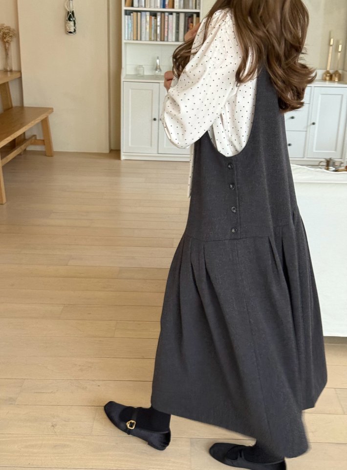 Elmu - Korean Women Fashion - #momslook - Rust Long One-piece - 2