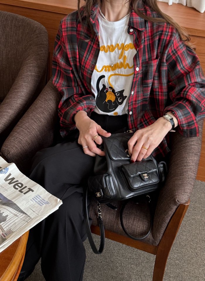 Elmu - Korean Women Fashion - #momslook - Ive Check Shirt - 3