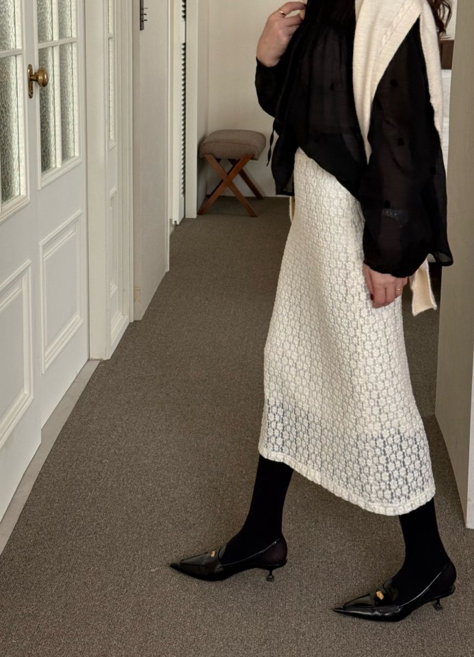 Elmu - Korean Women Fashion - #momslook - Floral Embroidered Lace Skirt - 3