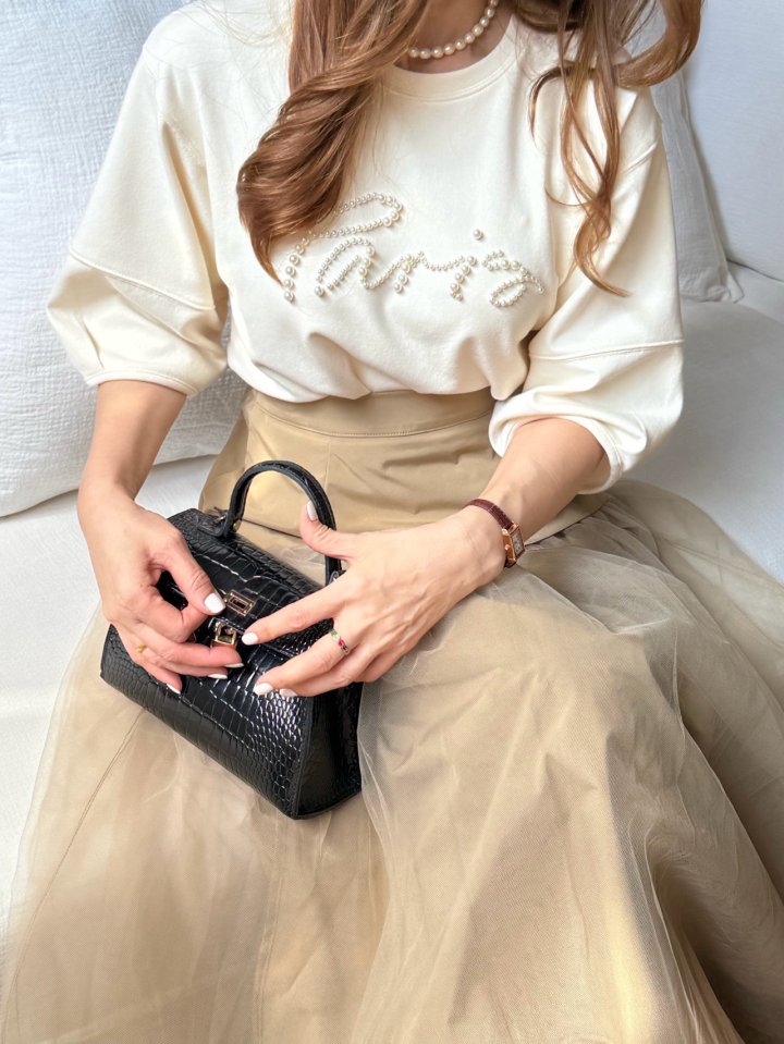 Elmu - Korean Women Fashion - #momslook - Paris Pearl Tee - 7