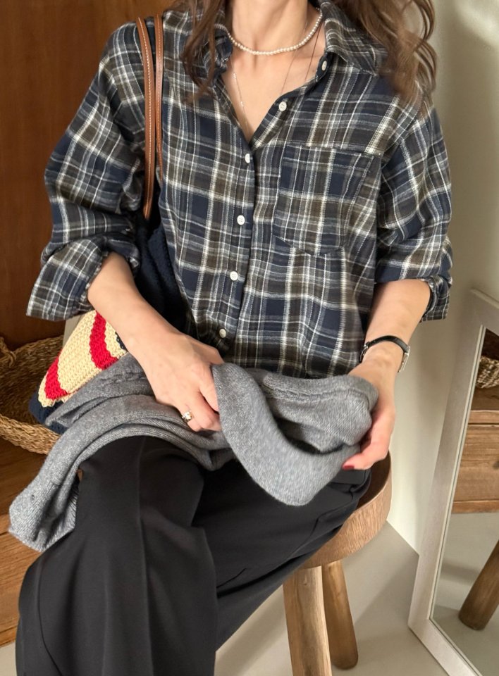 Elmu - Korean Women Fashion - #restrostyle - Ive Check Shirt - 10