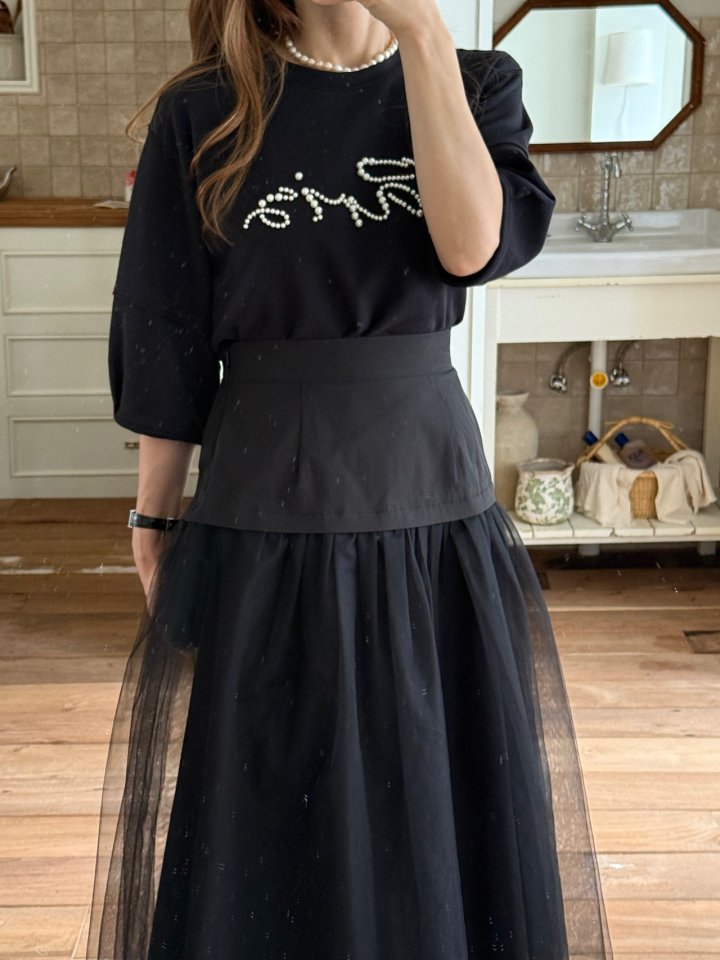 Elmu - Korean Women Fashion - #restrostyle - Paris Pearl Tee - 2