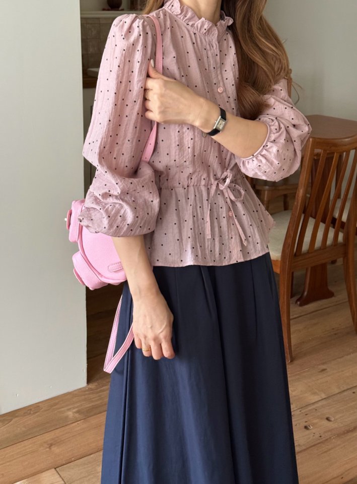 Elmu - Korean Women Fashion - #restrostyle - Eve Dot Blouse