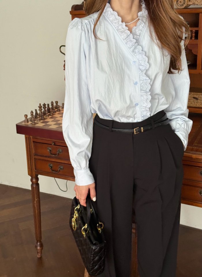 Elmu - Korean Women Fashion - #romanticstyle - Daisy Lace Blouse - 5