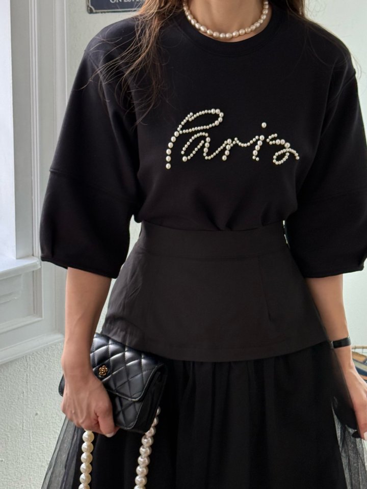 Elmu - Korean Women Fashion - #romanticstyle - Paris Pearl Tee - 4