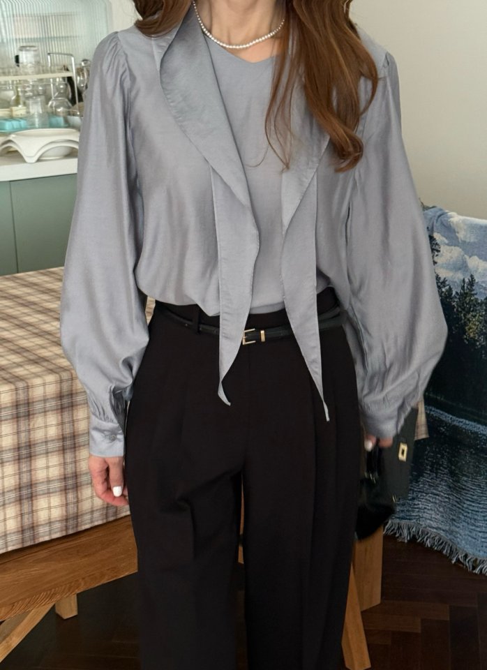 Elmu - Korean Women Fashion - #womensfashion - Yuri Scarf Blouse
