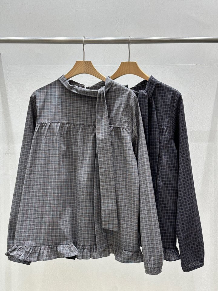 Flash - Korean Women Fashion - #momslook - Rona Check Blouse - 2