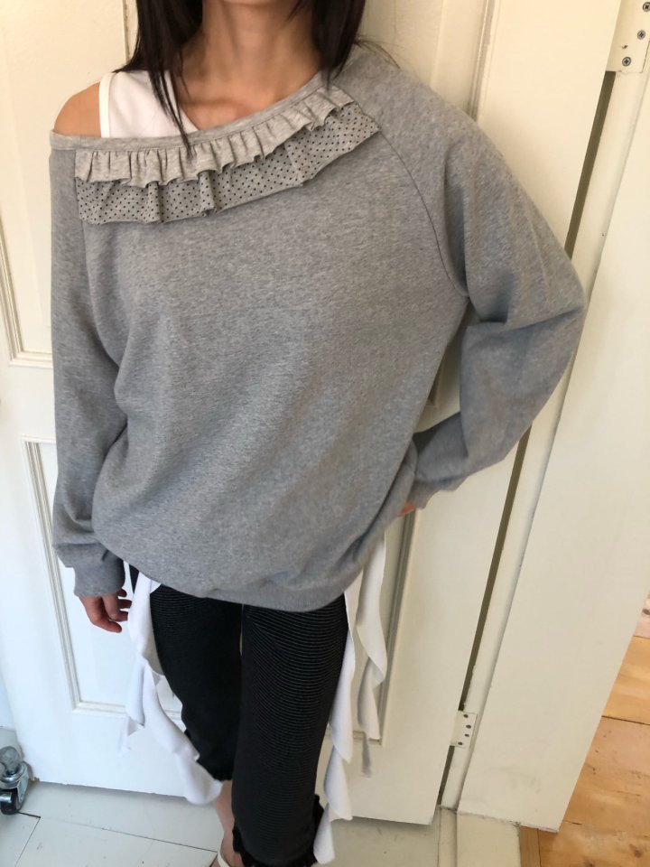 Flash - Korean Women Fashion - #momslook - Dot Frill Pullover - 2