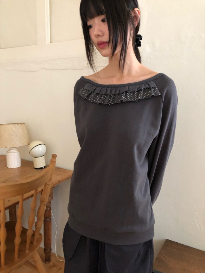 Flash - Korean Women Fashion - #momslook - Dot Frill Pullover
