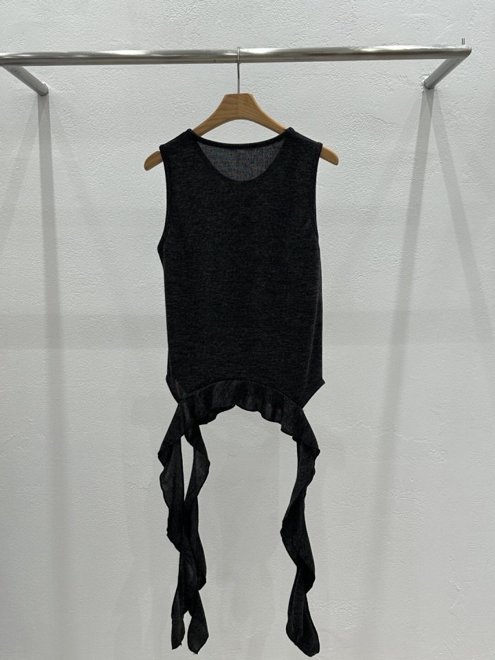Flash - Korean Women Fashion - #momslook - Span Sleeveless Frill Tail Tee - 6