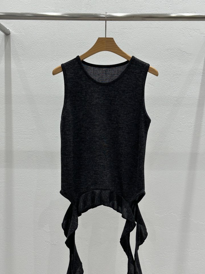 Flash - Korean Women Fashion - #momslook - Span Sleeveless Frill Tail Tee - 8