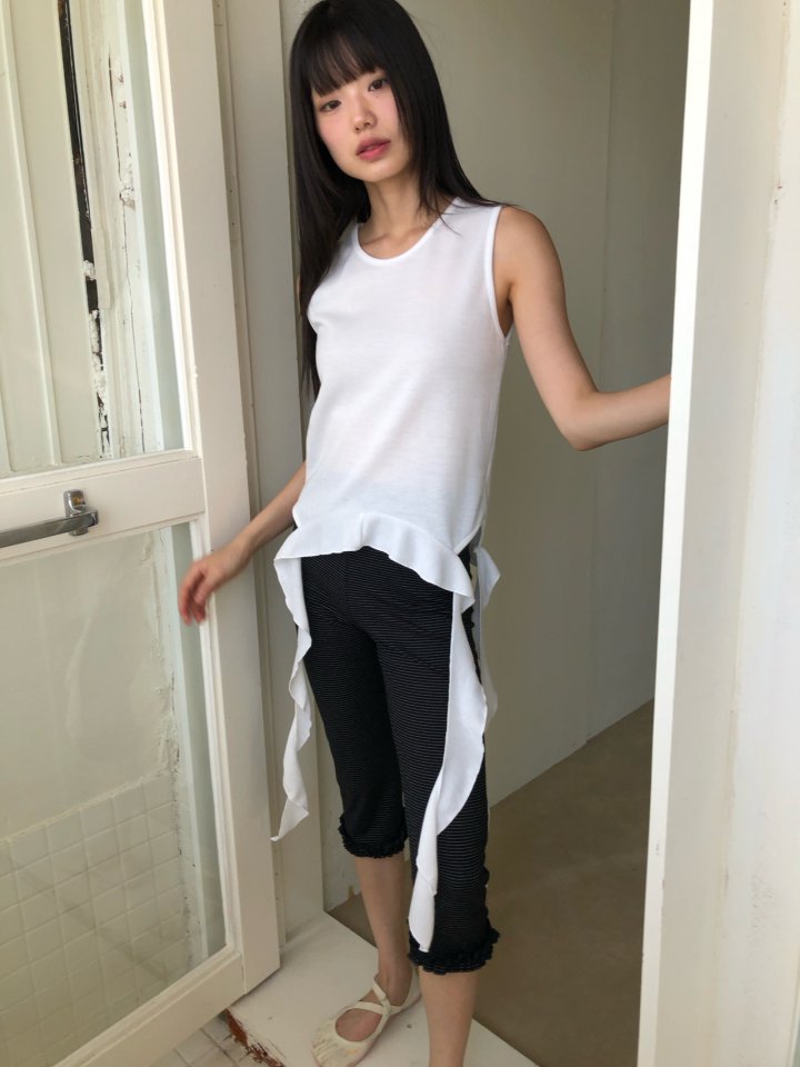 Flash - Korean Women Fashion - #momslook - Span Sleeveless Frill Tail Tee - 5