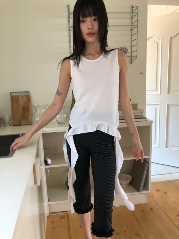 Flash - Korean Women Fashion - #momslook - Span Sleeveless Frill Tail Tee - 7