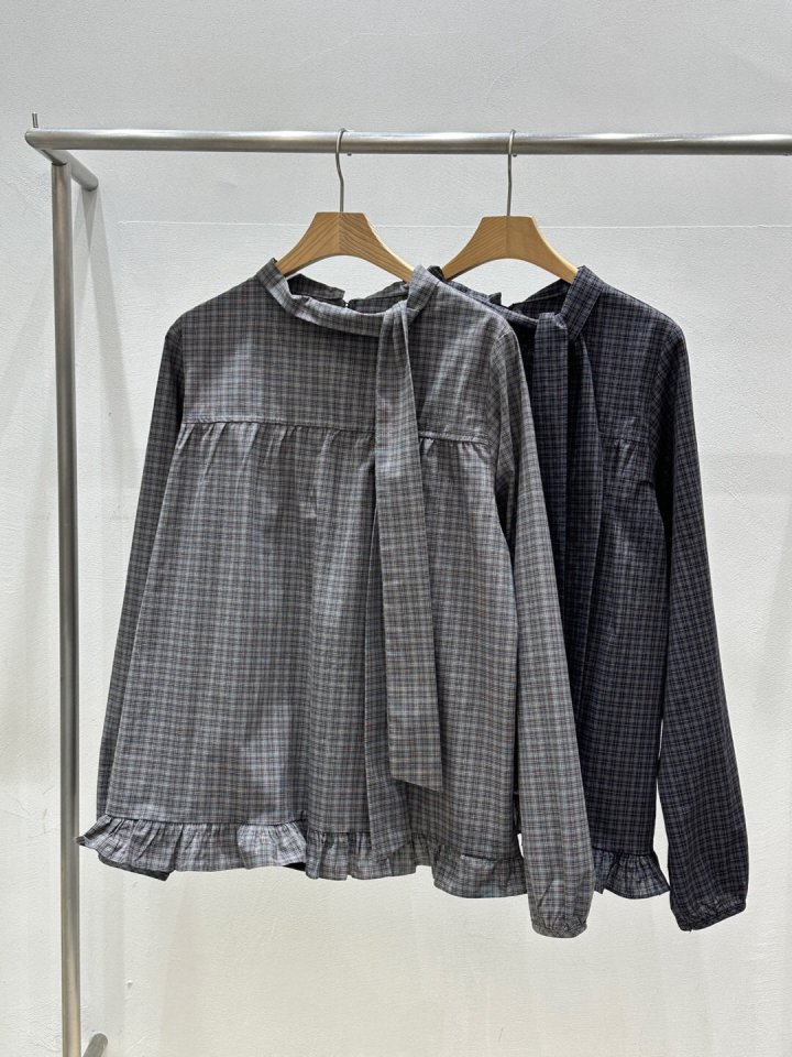 Flash - Korean Women Fashion - #womensfashion - Rona Check Blouse