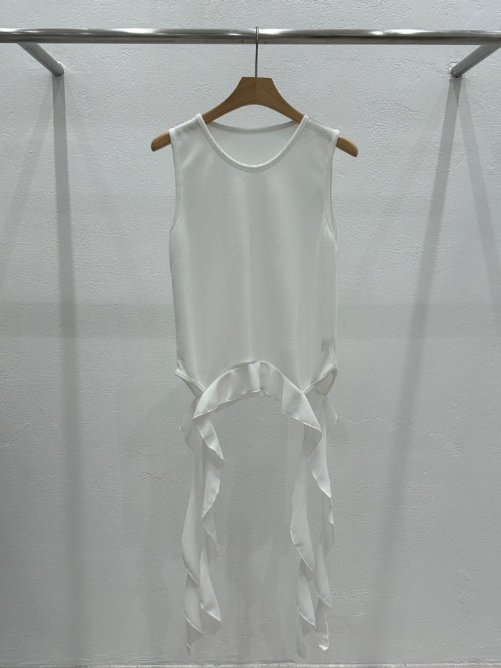 Flash - Korean Women Fashion - #womensfashion - Span Sleeveless Frill Tail Tee - 3