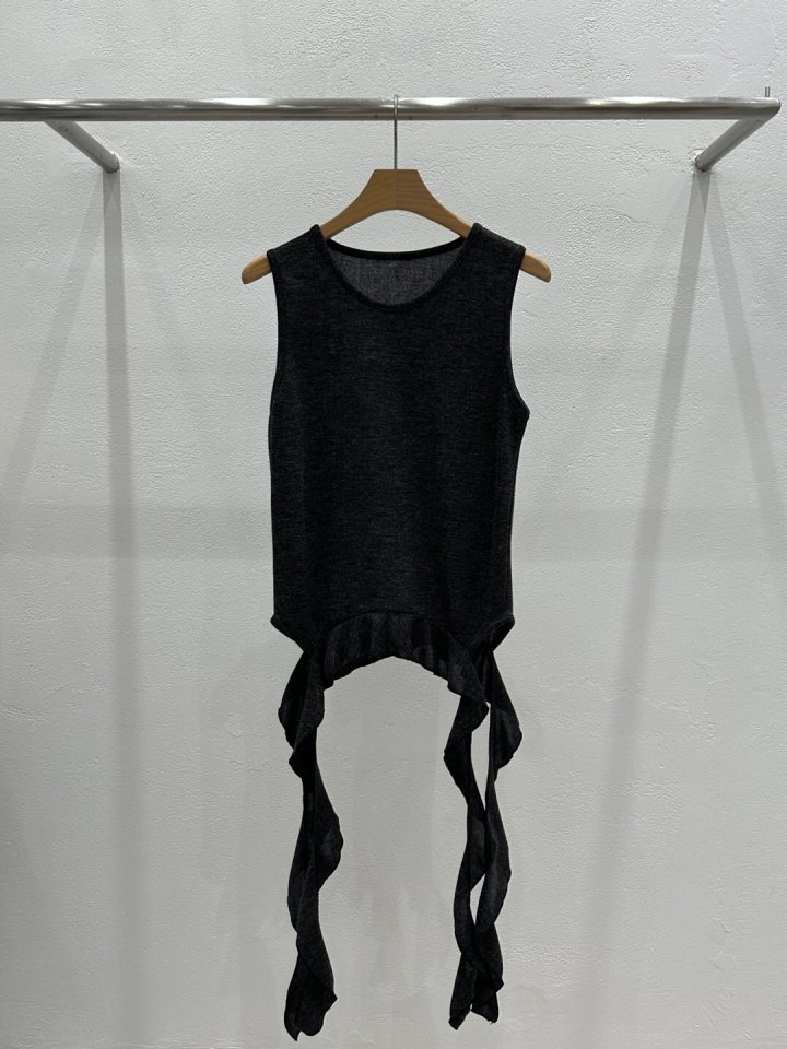 Flash - Korean Women Fashion - #womensfashion - Span Sleeveless Frill Tail Tee - 7