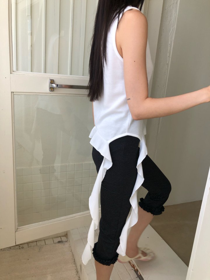Flash - Korean Women Fashion - #momslook - Span Sleeveless Frill Tail Tee - 4