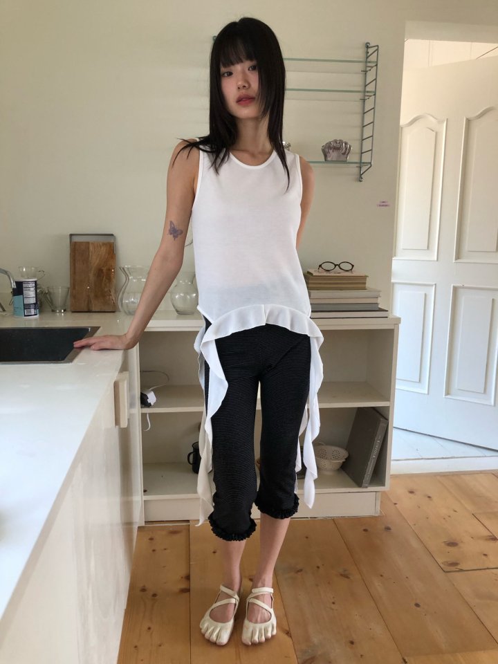 Flash - Korean Women Fashion - #womensfashion - Span Sleeveless Frill Tail Tee - 8