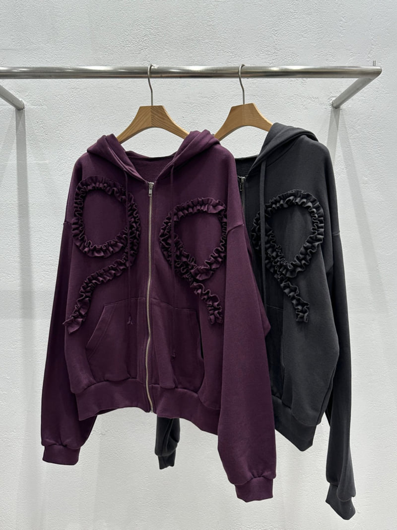 Flash - Korean Women Fashion - #womensfashion - Ribbon Hood Zip-Up