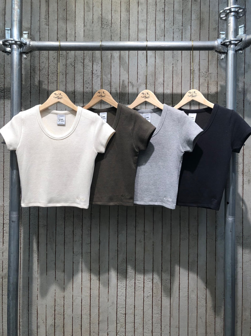 Gavara Market - Korean Women Fashion - #momslook - Waffle Crop Short Sleeve - 10