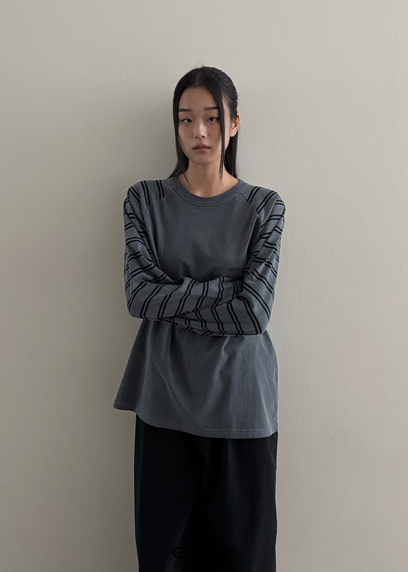 Gavara Market - Korean Women Fashion - #momslook - Iro Striped Pigment Long Sleeve Tee - 3