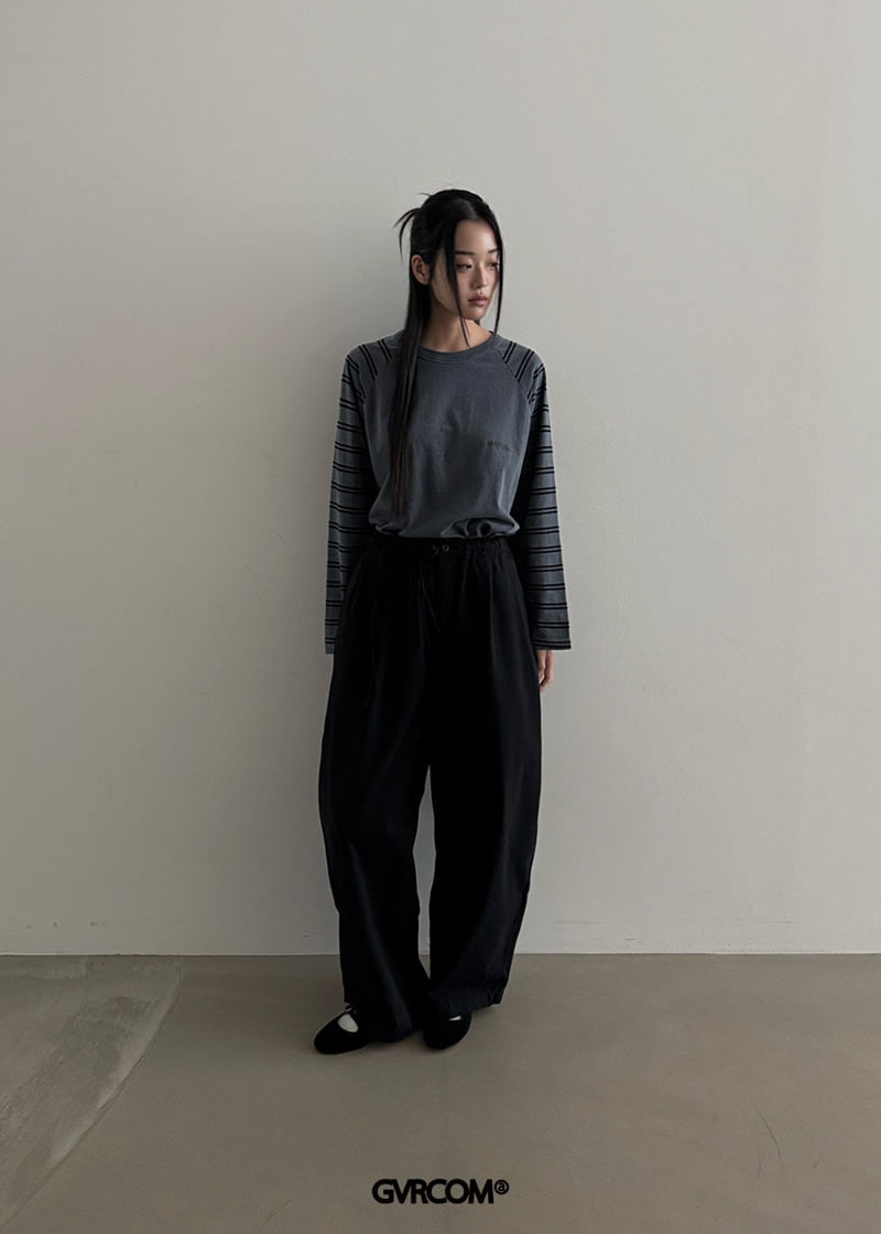 Gavara Market - Korean Women Fashion - #momslook - Iro Striped Pigment Long Sleeve Tee - 6