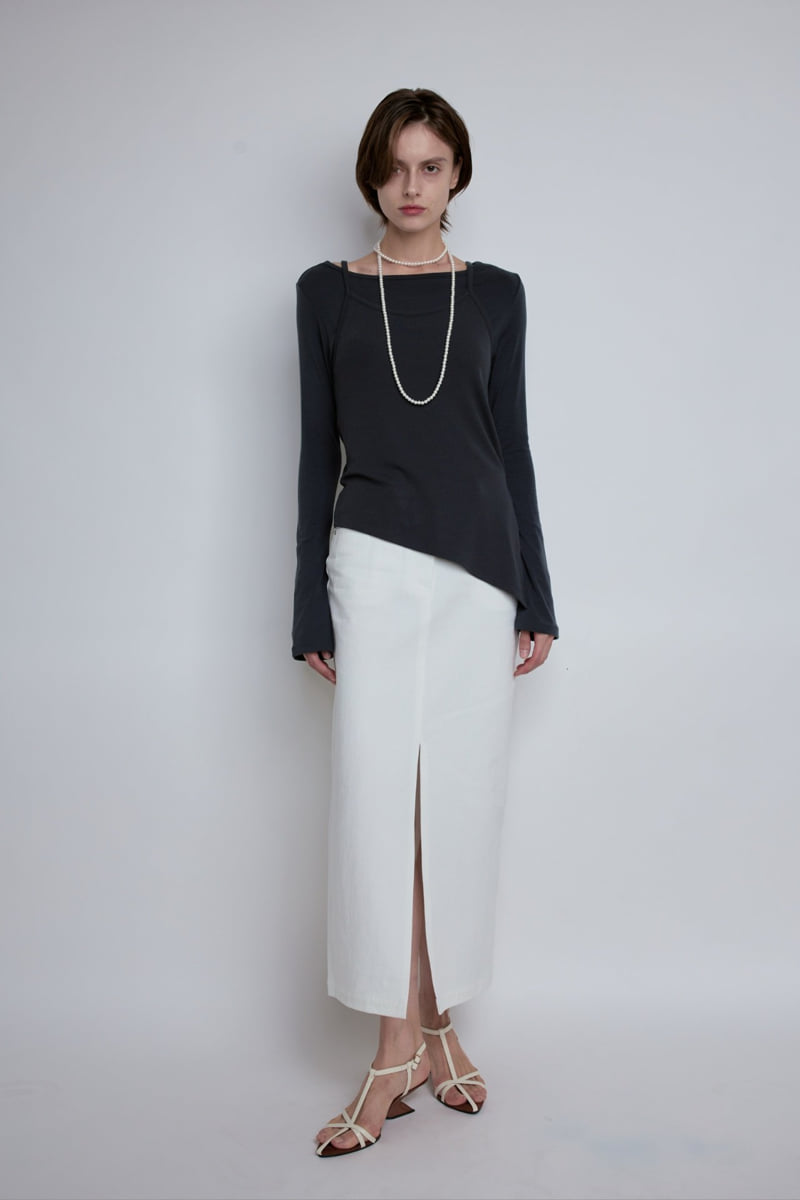 Gentle B - Korean Women Fashion - #momslook - Bell Sleeve Unbalanced Tee - 2