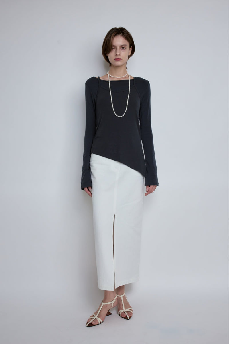 Gentle B - Korean Women Fashion - #womensfashion - Bell Sleeve Unbalanced Tee - 4