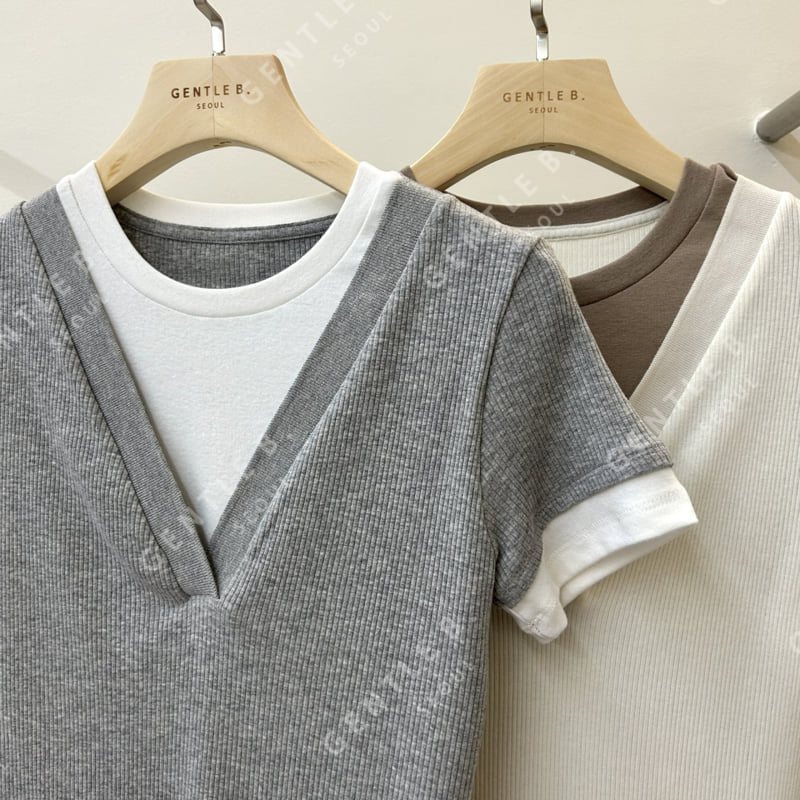 Gentle B - Korean Women Fashion - #momslook - Two-in-One Tee - 7