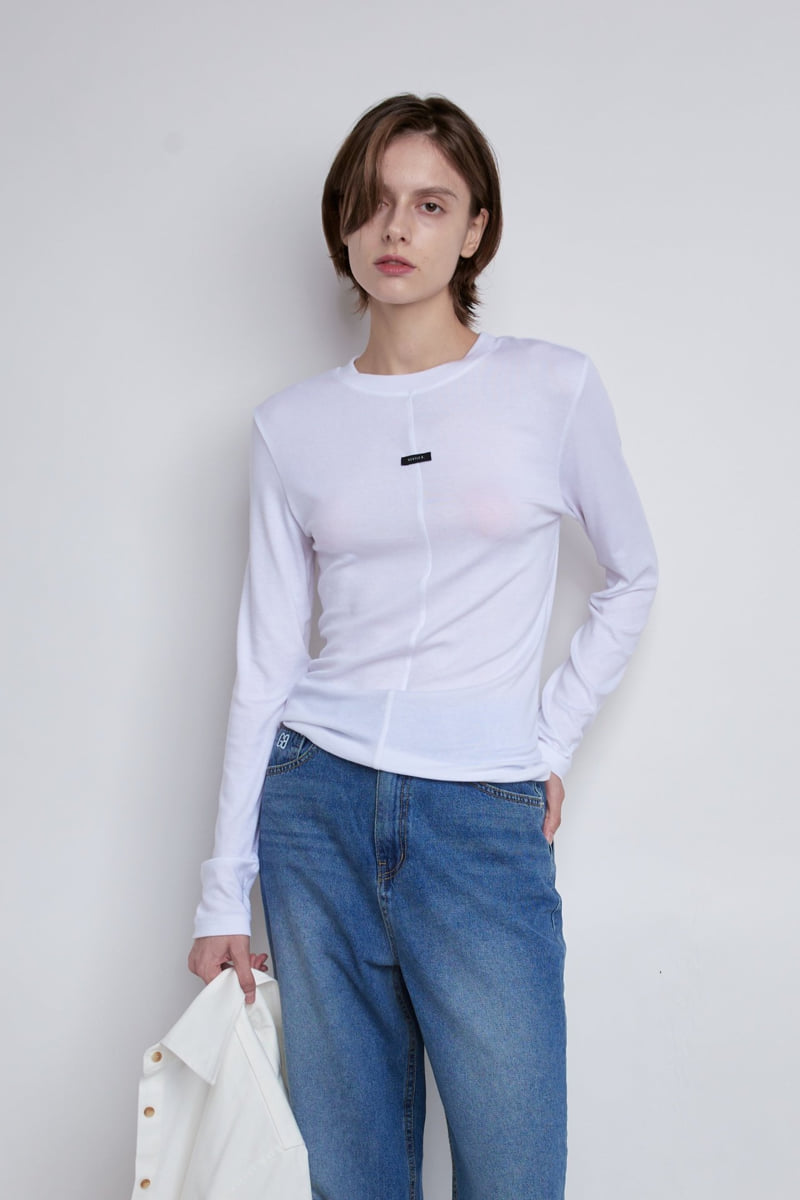 Gentle B - Korean Women Fashion - #momslook - Panel Logo Round Tee