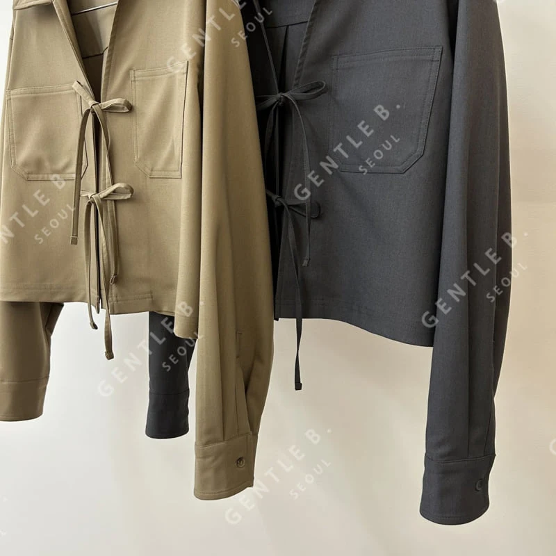 Gentle B - Korean Women Fashion - #womensfashion - Ribbon Crop Jacket - 2