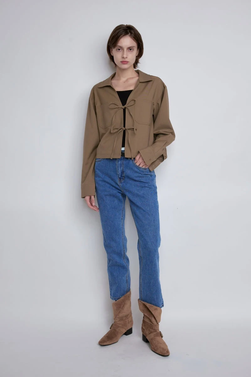 Gentle B - Korean Women Fashion - #momslook - Ribbon Crop Jacket - 4