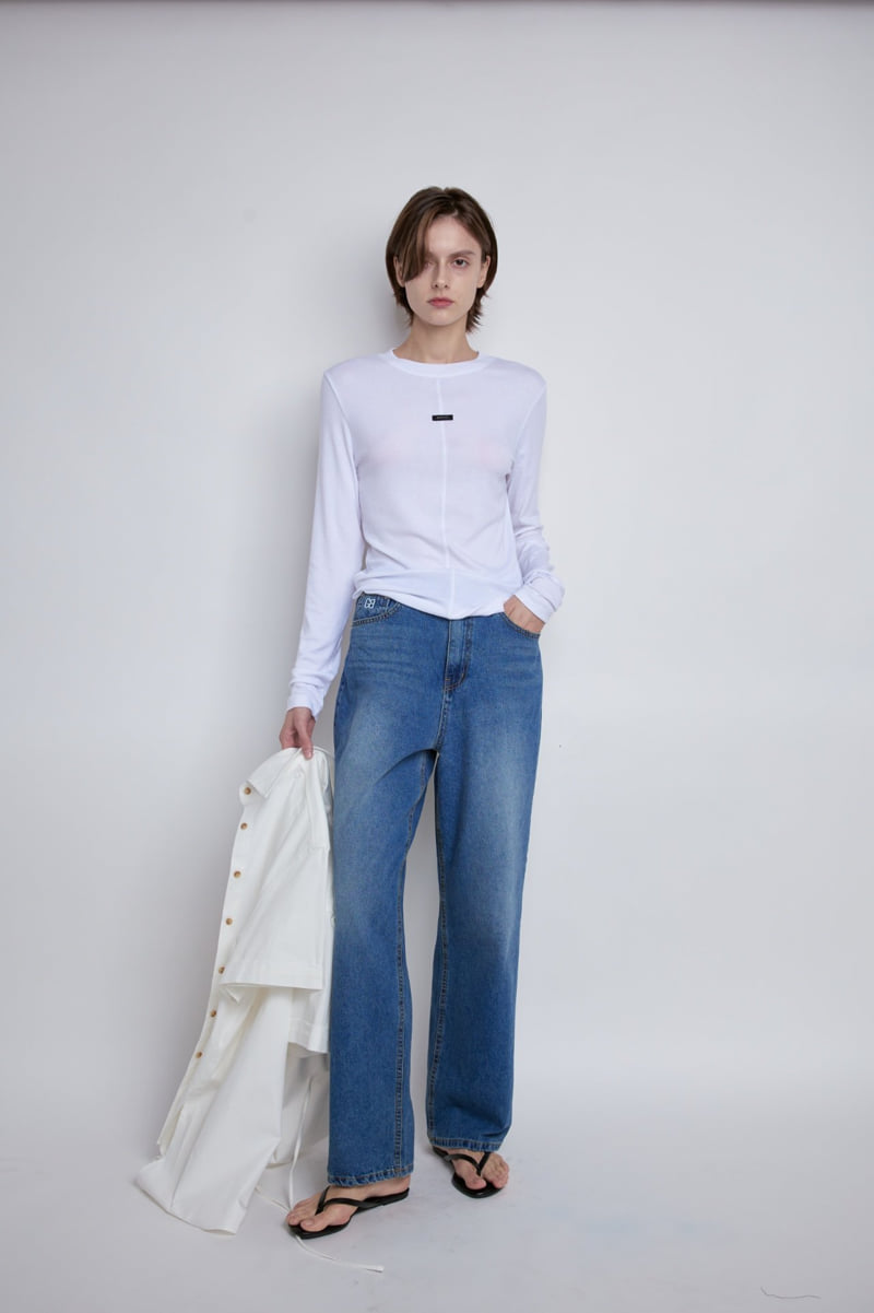 Gentle B - Korean Women Fashion - #womensfashion - Panel Logo Round Tee - 6