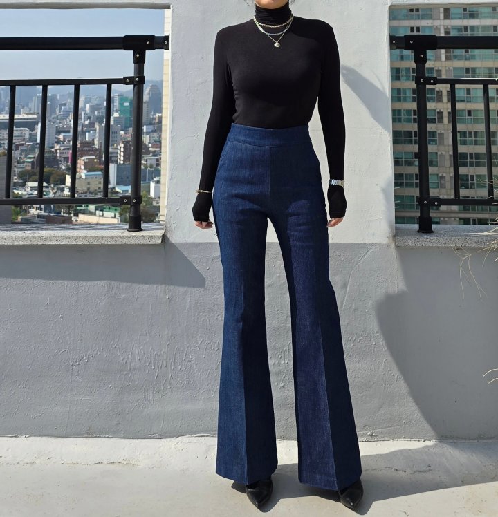 Gratia - Korean Women Fashion - #momslook - Peach Denim Bootcut Pants - 5