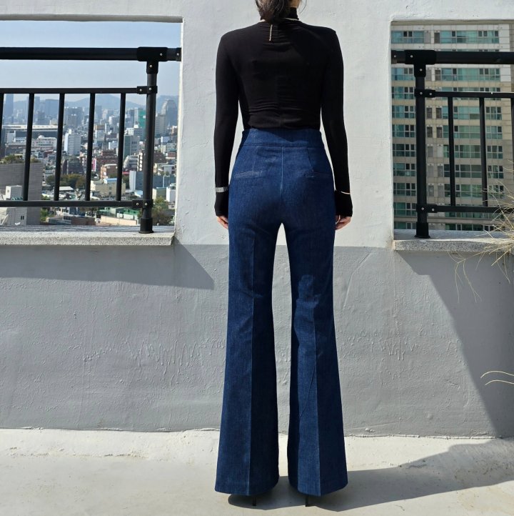Gratia - Korean Women Fashion - #momslook - Peach Denim Bootcut Pants - 7