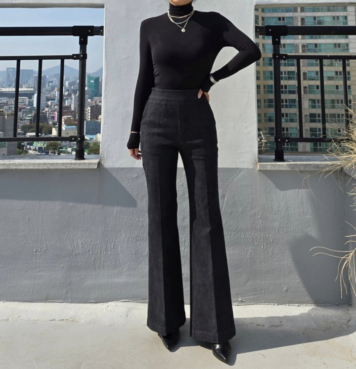 Gratia - Korean Women Fashion - #momslook - Peach Denim Bootcut Pants - 9
