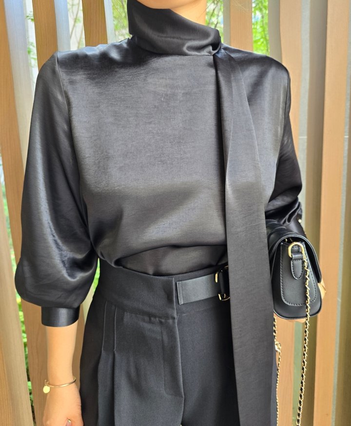 Gratia - Korean Women Fashion - #momslook - Mood Satin Blouse - 8