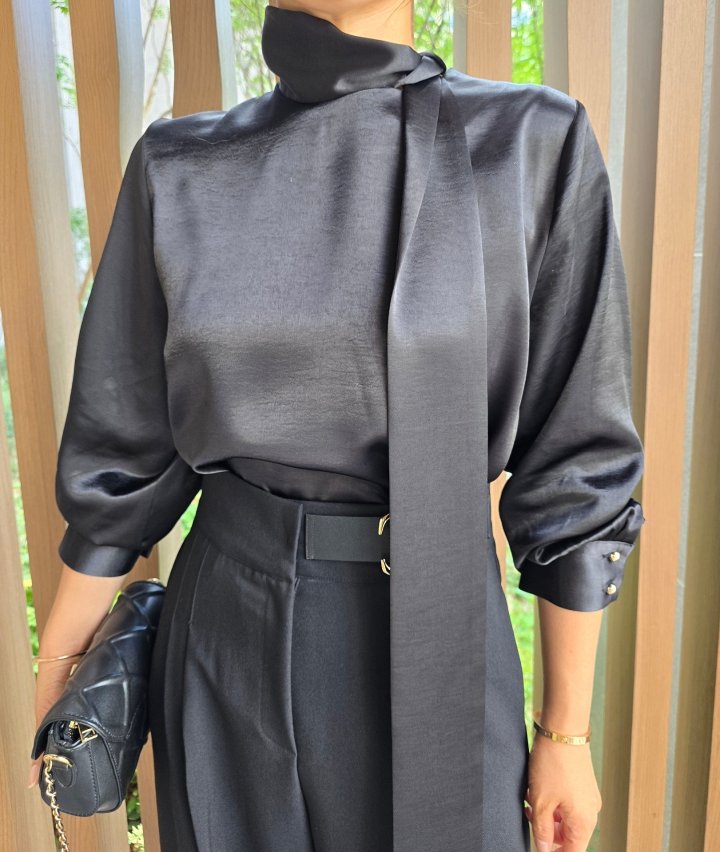 Gratia - Korean Women Fashion - #vintagekidsstyle - Mood Satin Blouse - 11