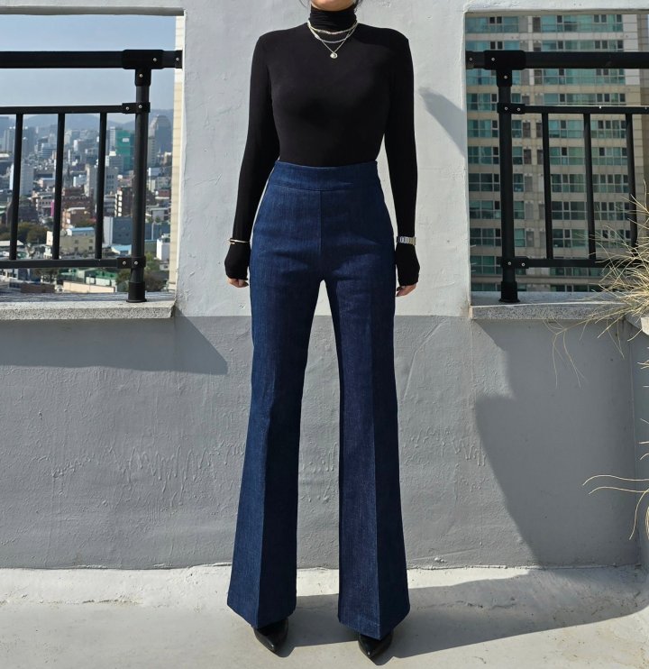 Gratia - Korean Women Fashion - #womensfashion - Peach Denim Bootcut Pants - 2