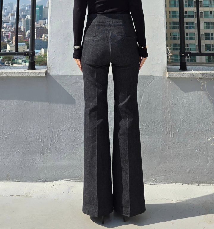 Gratia - Korean Women Fashion - #momslook - Peach Denim Bootcut Pants - 4