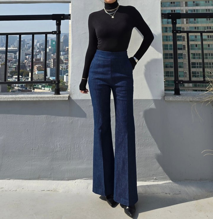 Gratia - Korean Women Fashion - #womensfashion - Peach Denim Bootcut Pants - 6
