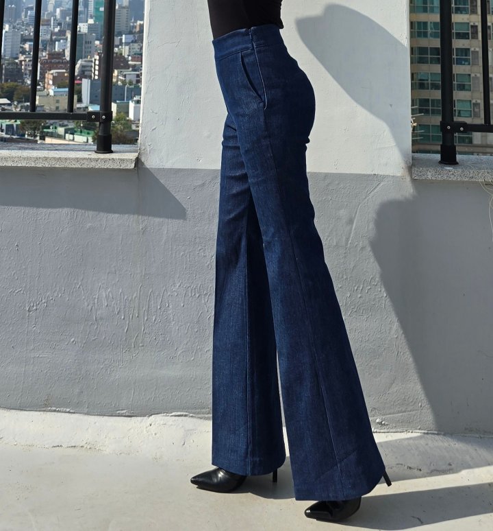 Gratia - Korean Women Fashion - #womensfashion - Peach Denim Bootcut Pants - 8