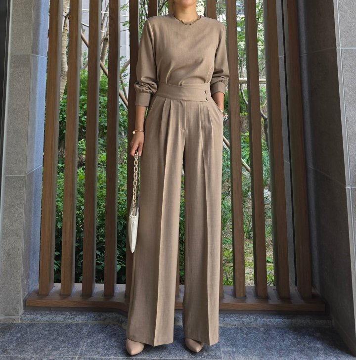 Gratia - Korean Women Fashion - #womensfashion - Mocha Long Sleeve Blouse - 11